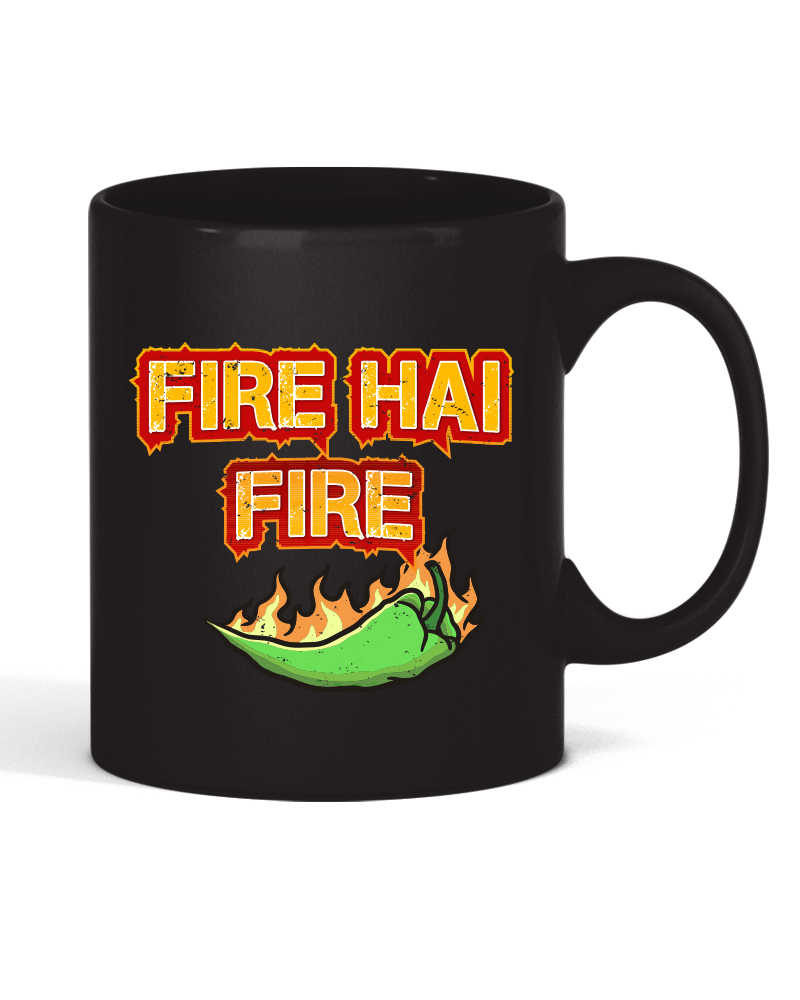 Fire Hai Fire  Front & Back Black ceramic mug