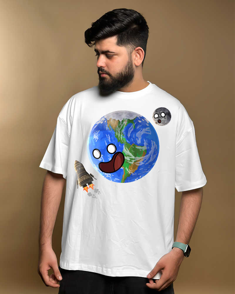 Earth Looking at Ship Oversized Tshirt