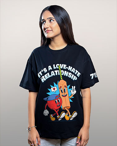 Love hate Relationship Oversized Tshirt - Black