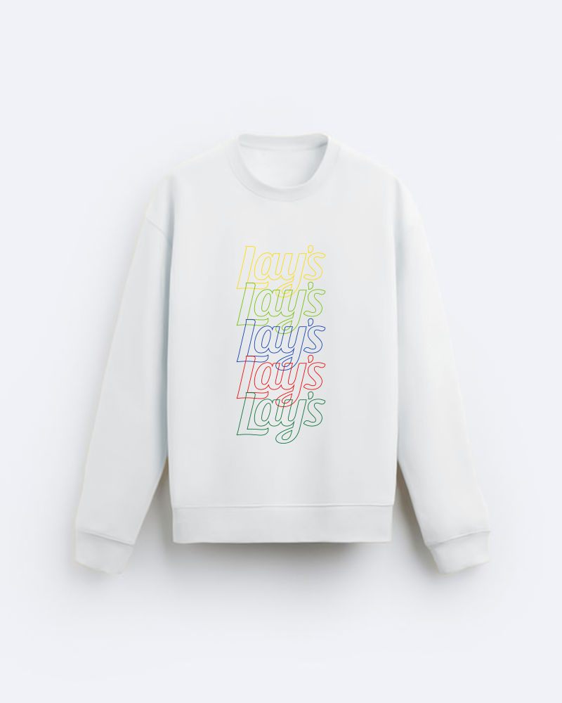 Lays Dark Outline White Regular Fit Sweatshirt