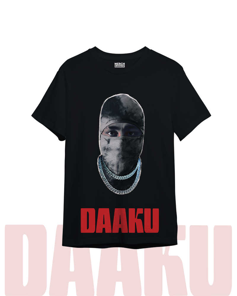 Daaku Black Round Neck Cotton Tshirt