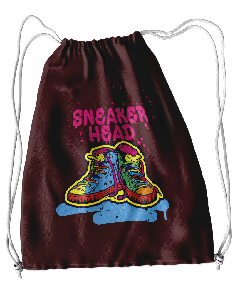Sneaker Head Drawstring Bag - Maroon