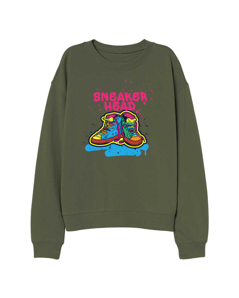 Sneaker Head Sweatshirt - Olive Green