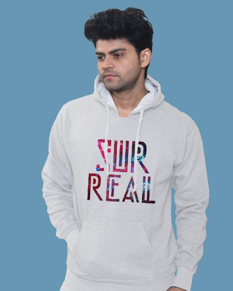 Surreal Design Fleeced kangaroo pockets Hoodie
