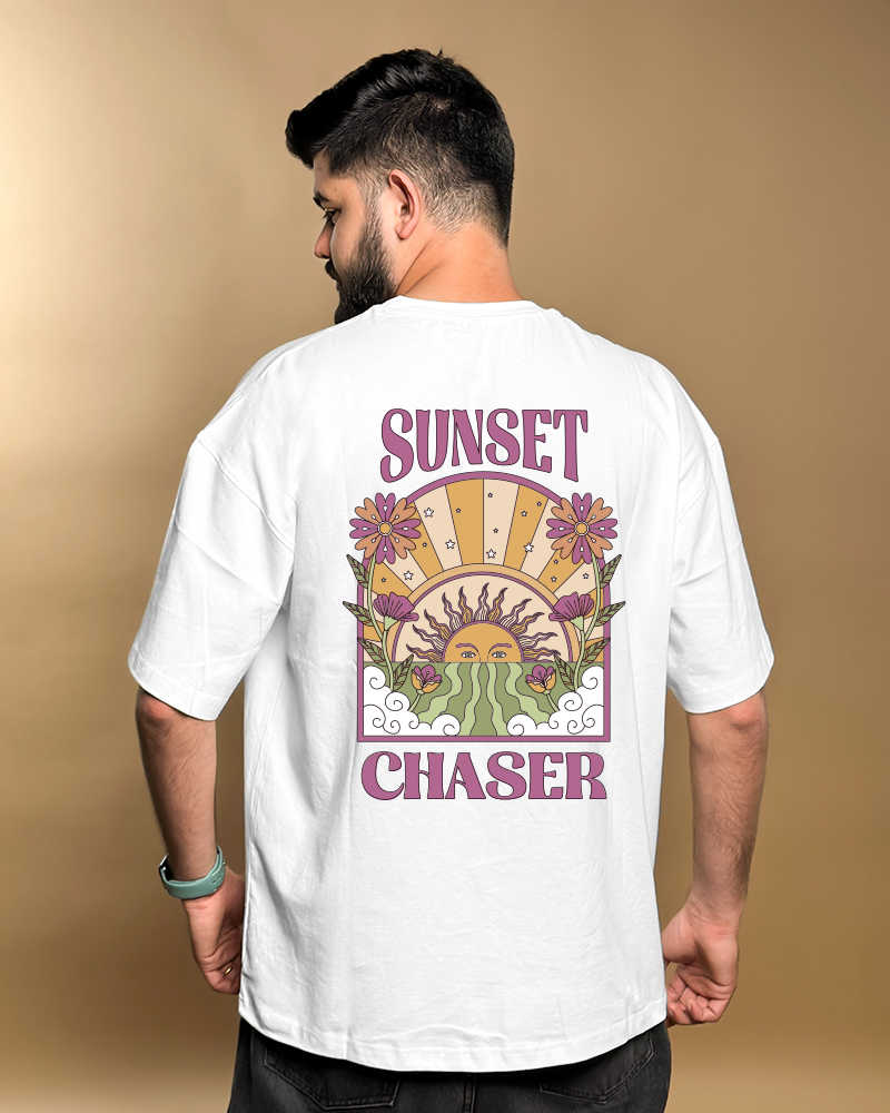 Sunset Chaser White Oversized Tshirt