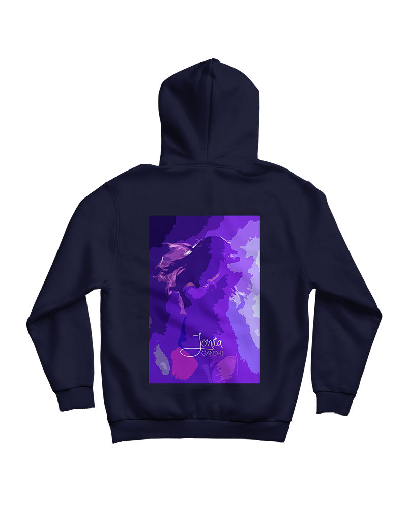 Jonita Gandhi Abstract Design Backprint Black Hoodie