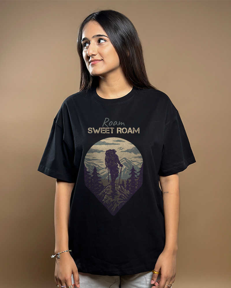 Roam Sweet Roam Black Oversized Tshirt