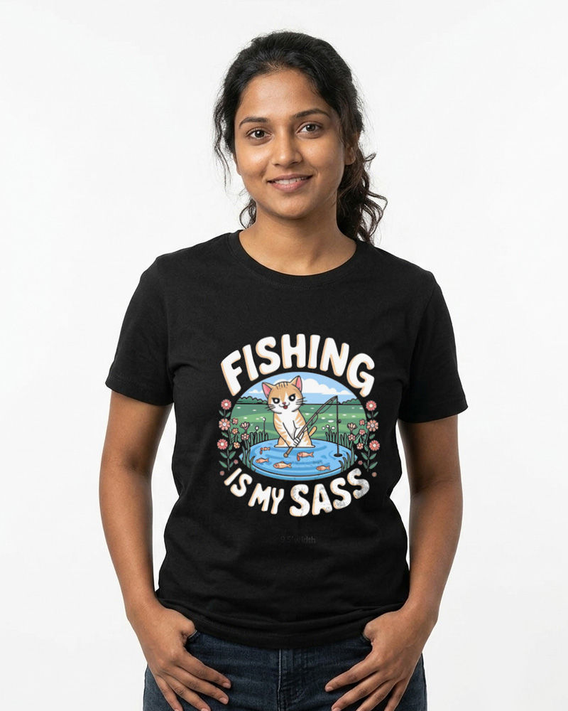 Fishing Is My Sass Black Tshirt