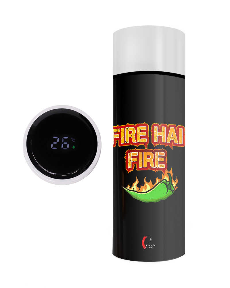 Fire Hai Fire Front & Back Graphic Print Black Thermal Sipper 