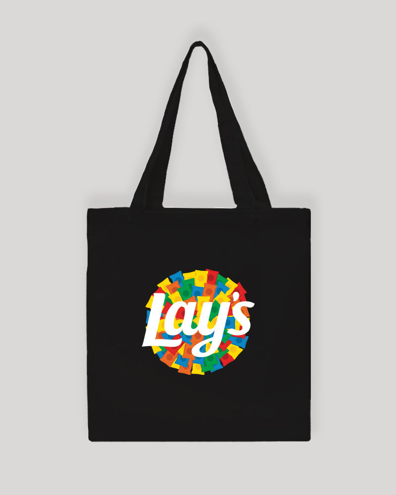 Lays Colorful Packets Black Tote Bag