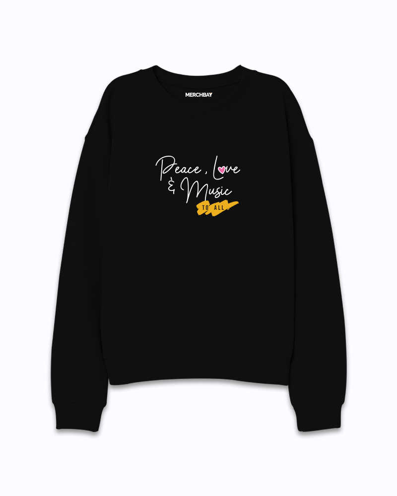 Peace, Love and Music for All Sweatshirt - Black