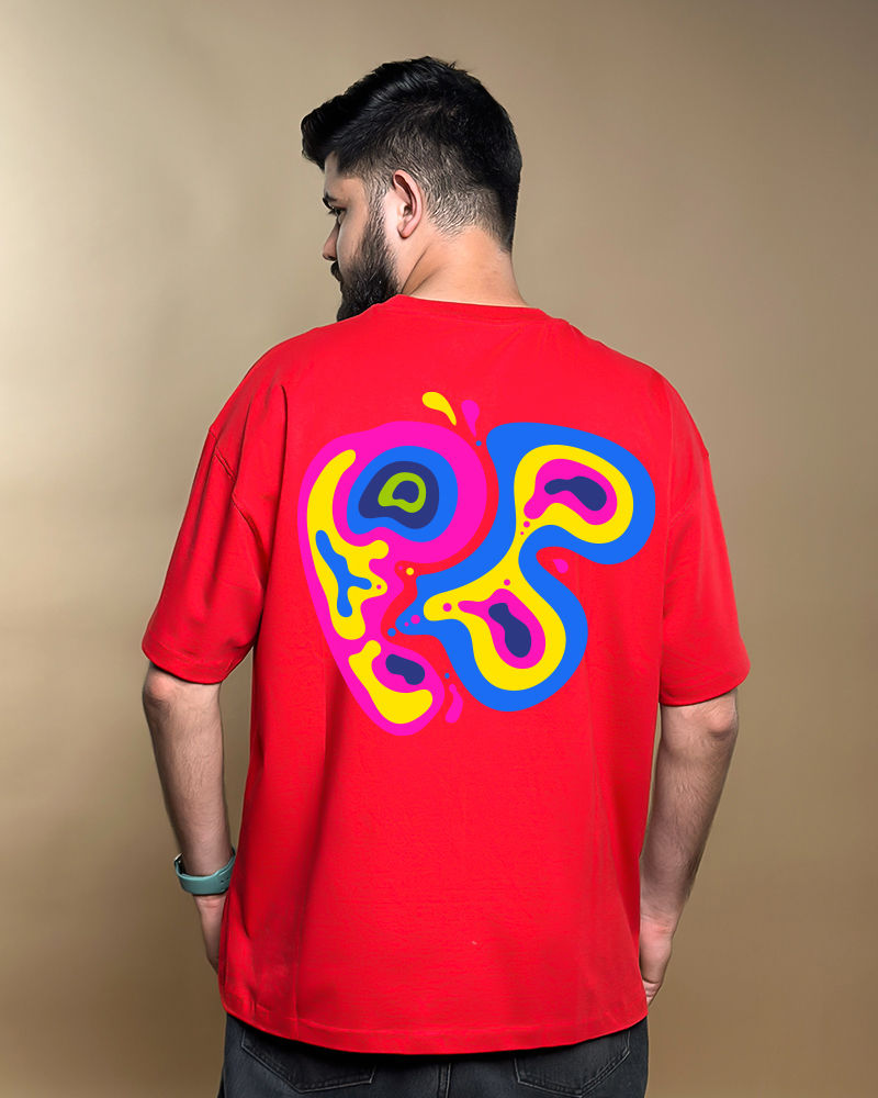 PB Logo Front & Back Graphic Print Oversized Tshirt - Red
