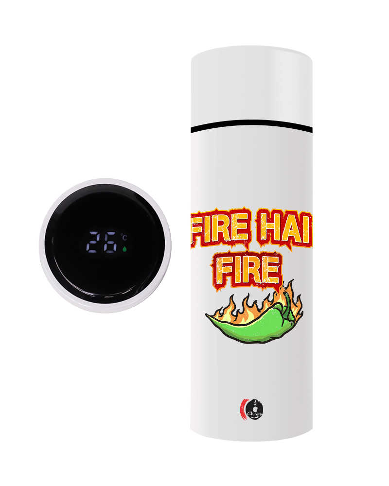 Fire Hai Fire Front & Back Graphic Print White Thermal Sipper