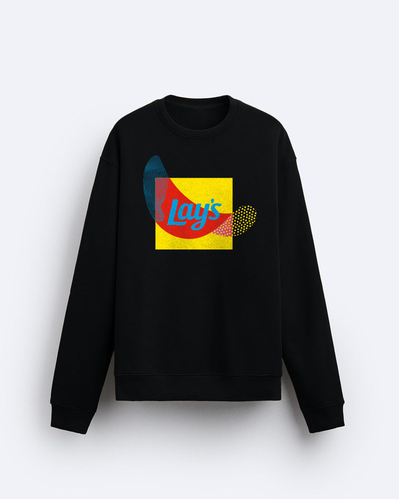 Lays Abstract Chip Black Regular Fit Sweatshirt