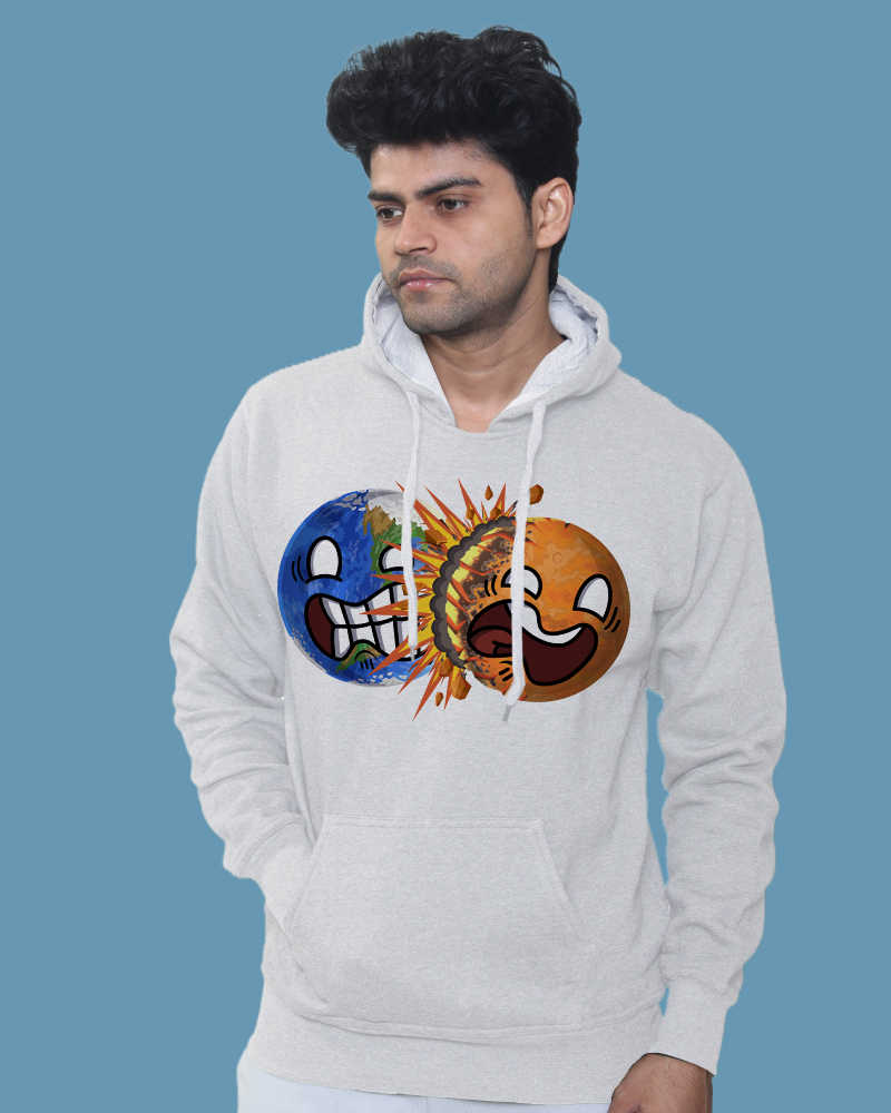 Earth & Mars Colliding Fleeced kangaroo pockets Hoodie