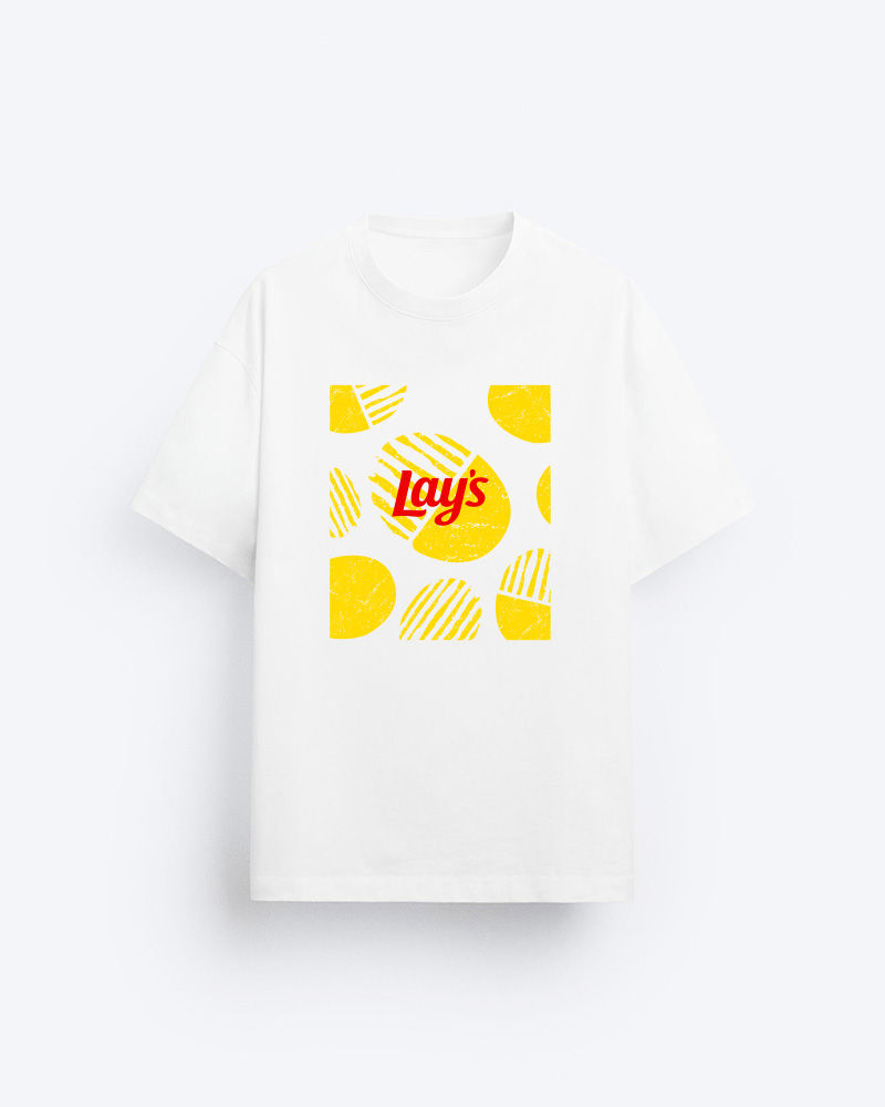 Lays Yellow Chips White Oversized Tshirt