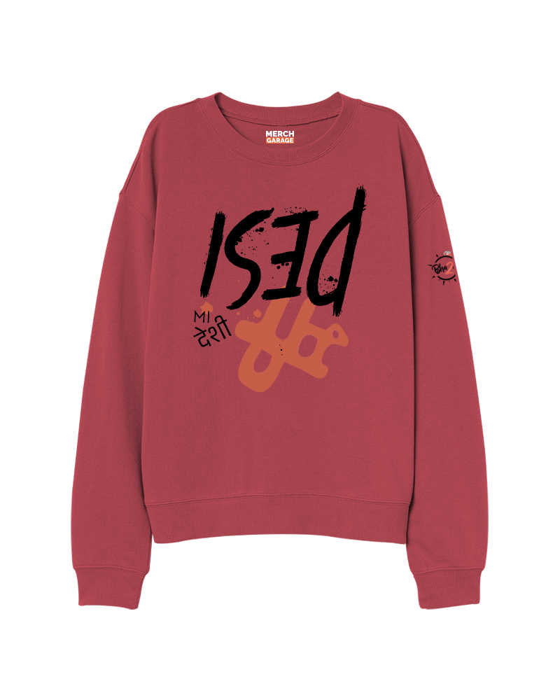 Mi Desi Front Print cotton relaxed fit Sweatshirt - Rust Red