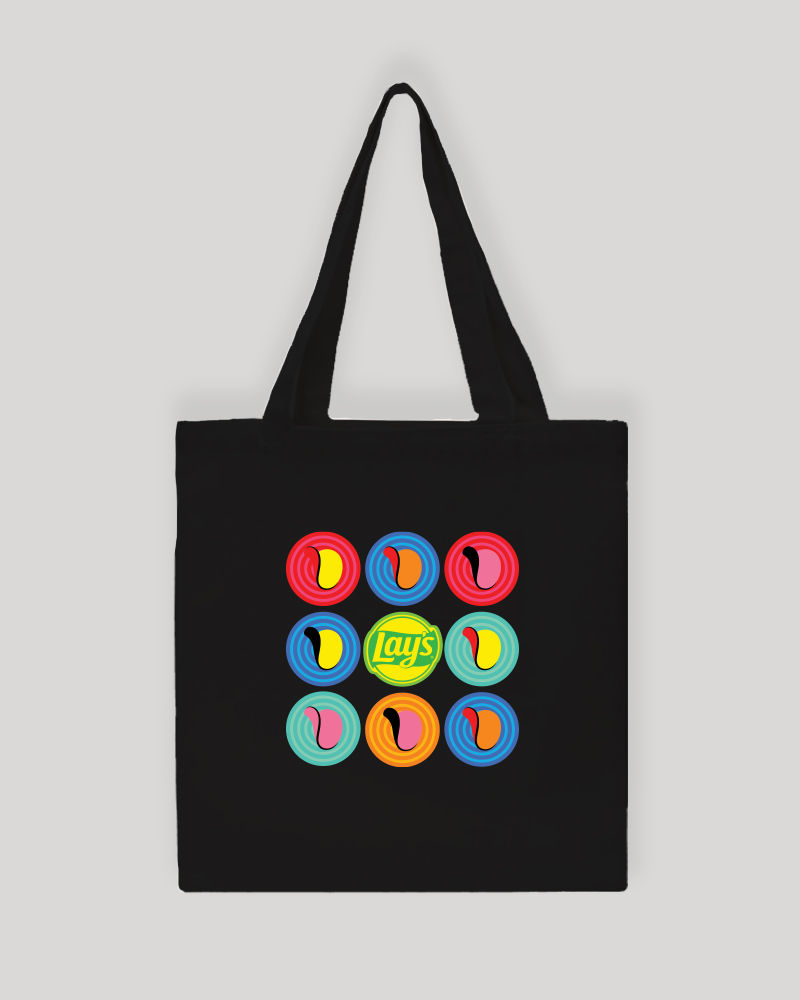 Lays Colorful Chips Black Tote Bag