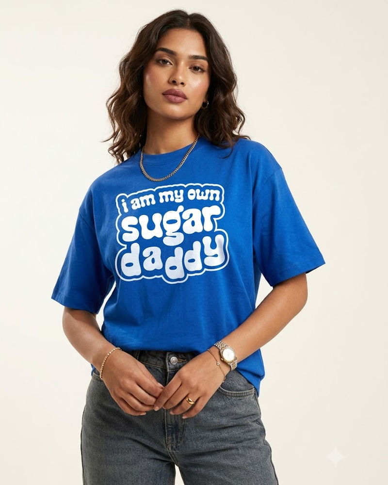I Am My Own Sugar Daddy Electric Blue Oversized Tshirt