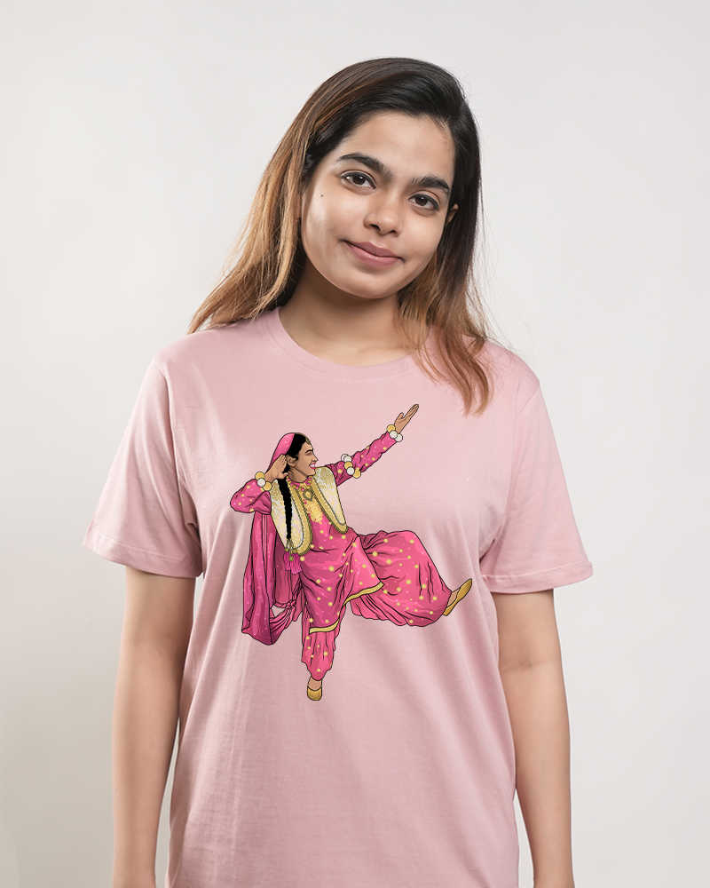 Female dancer cotton Casual Tshirt - Salmon Pink