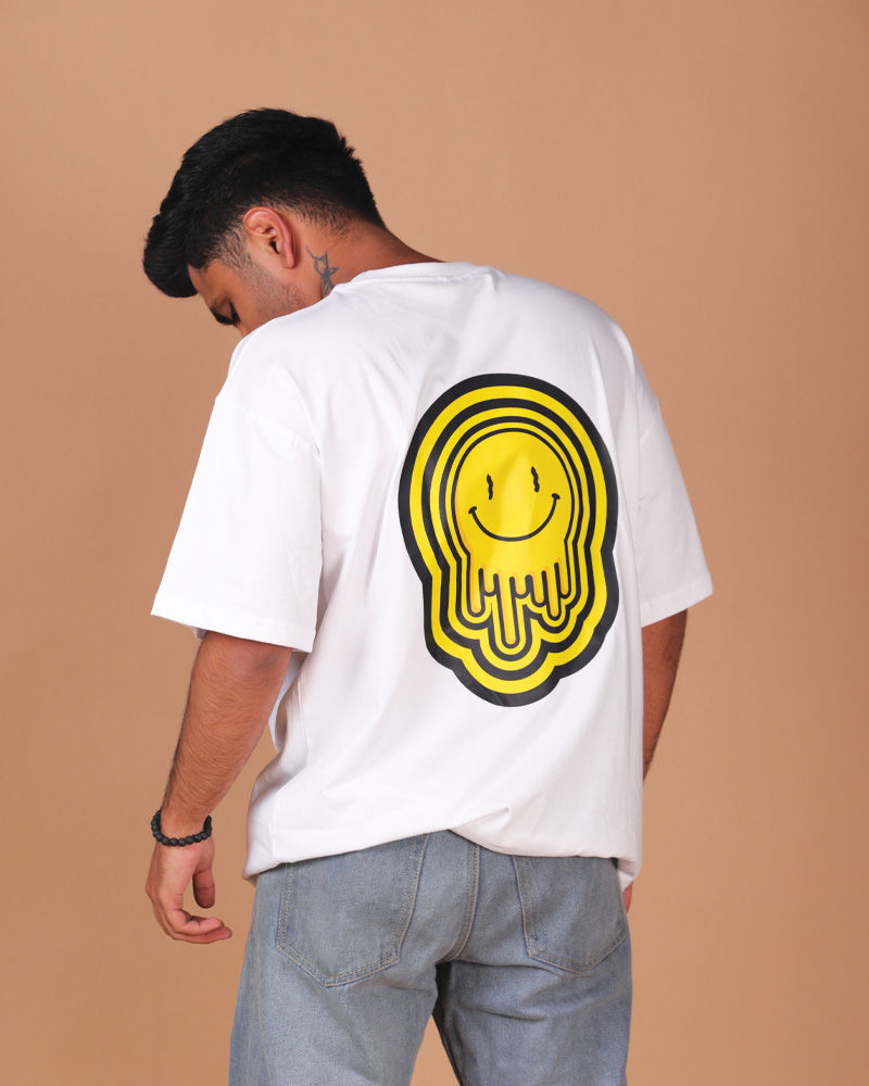 Emoji Design White Oversized Tshirt