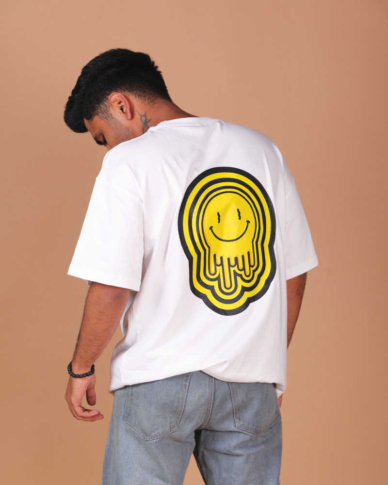 Emoji Design White Oversized Tshirt