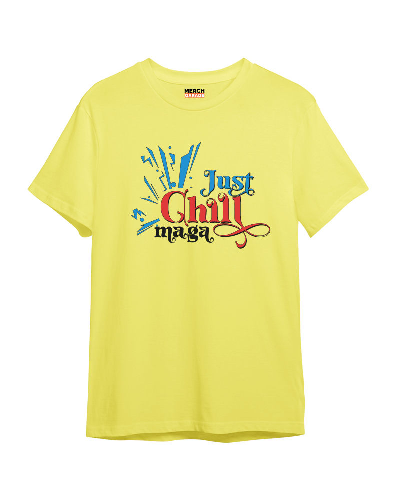 Buy Just chill Maga (FnB) Golden Yellow Tshirt online at Saina Music ...