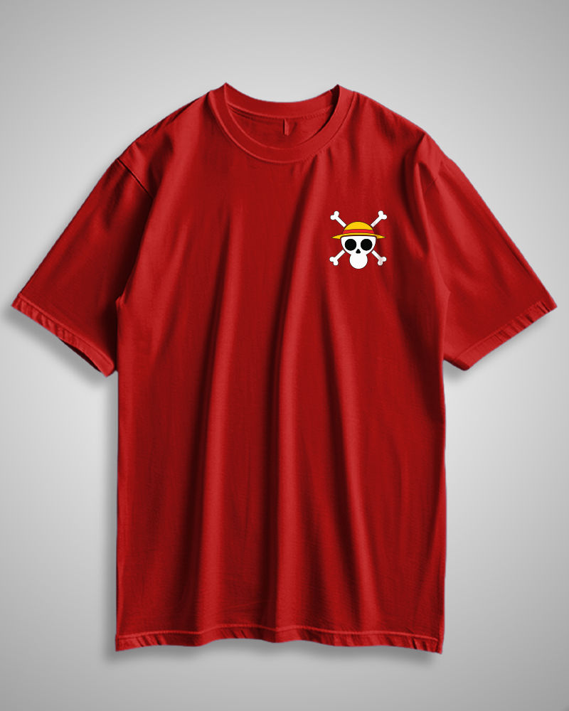 Pirate Skull Red Oversized Tshirt