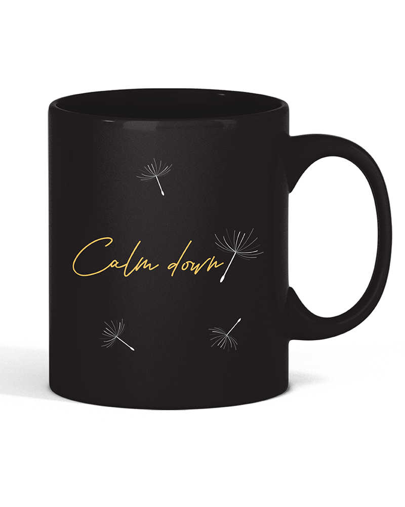 Calm Down Black Mug