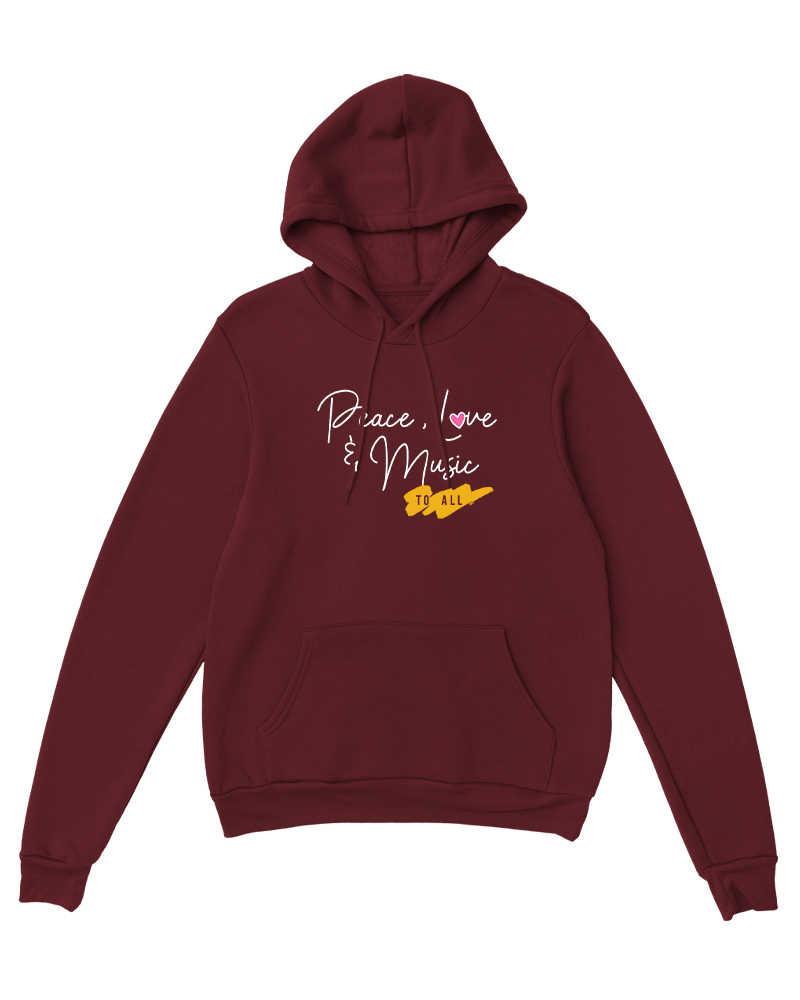 Peace, Love and Music for All Hoodie - Burgundy