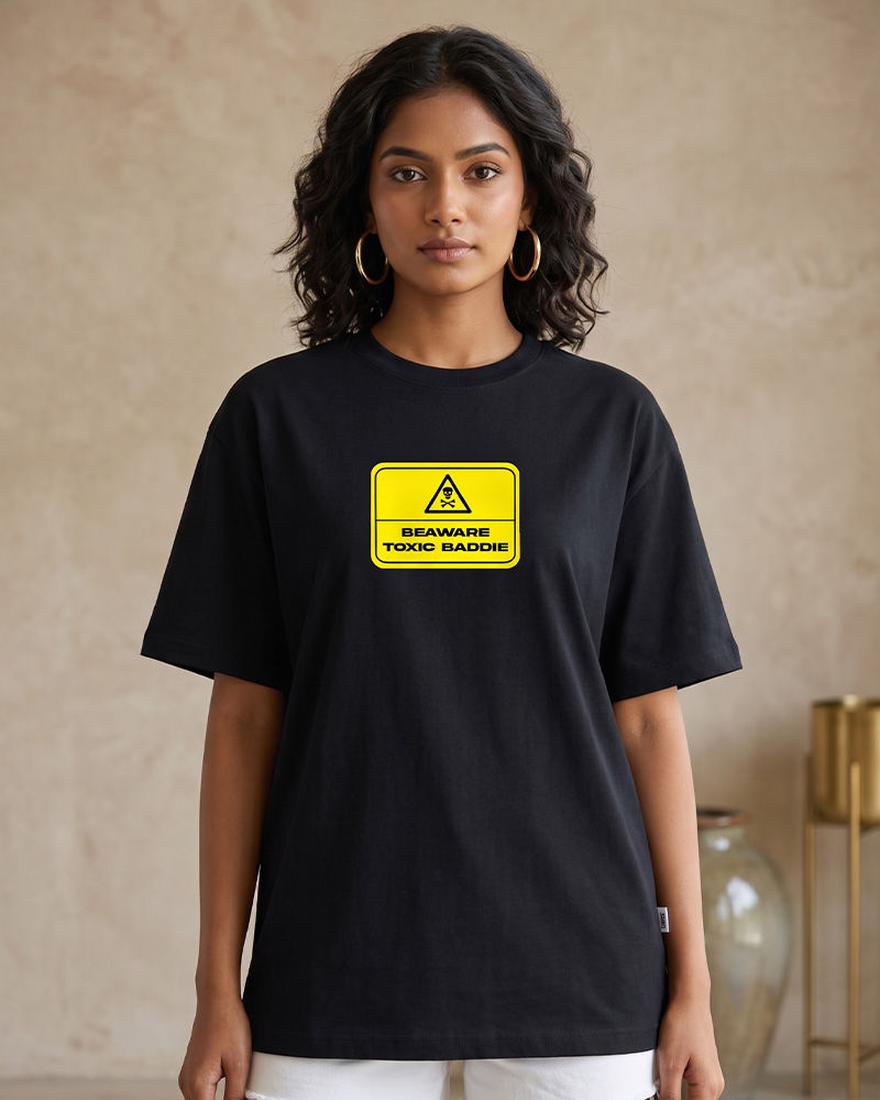 Beware Toxic Baddie Black Oversized T-shirt
