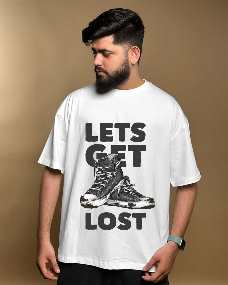 Let's Get Lost Shoes White Oversized Tshirt