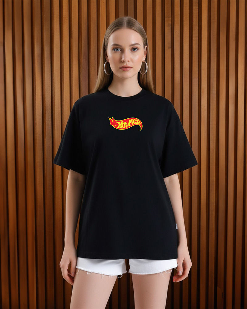 Hotmess Black Oversized Tshirt