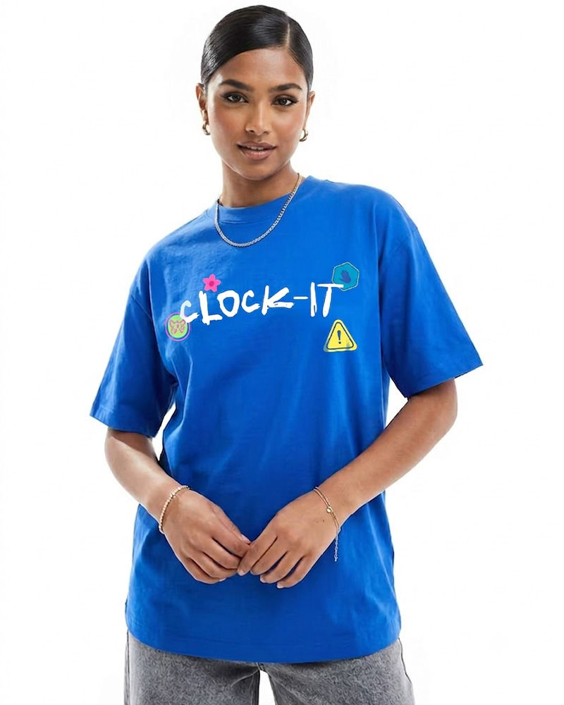 Clock It Elecric Blue Oversized T-shirt