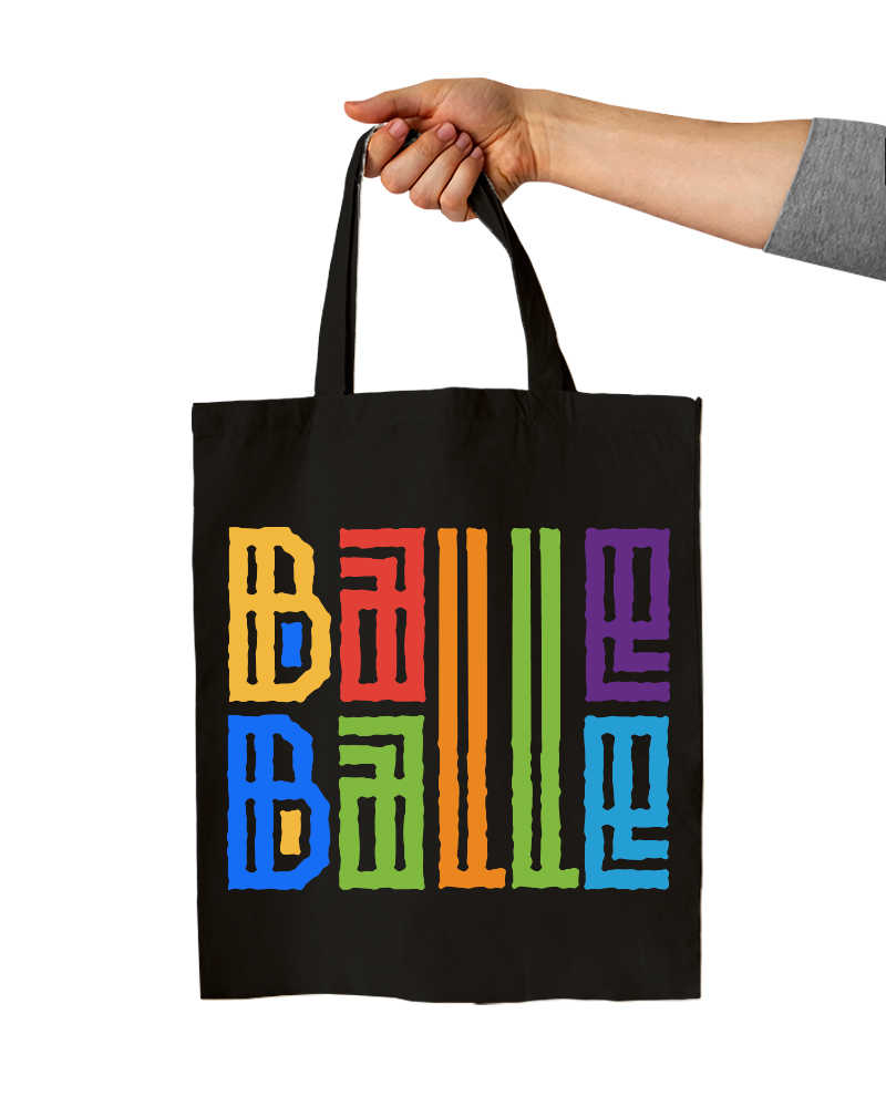 Balle Balle  Front & Back Print Tote bag - Black