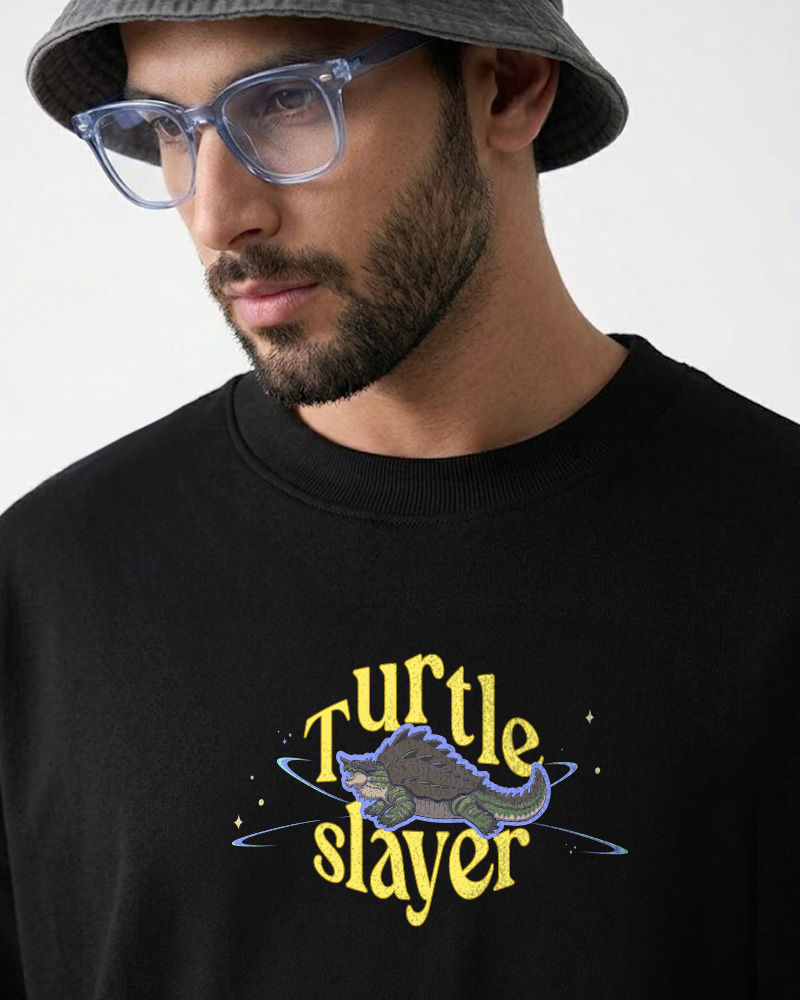 Turtle Slayer Black Oversized T-shirt