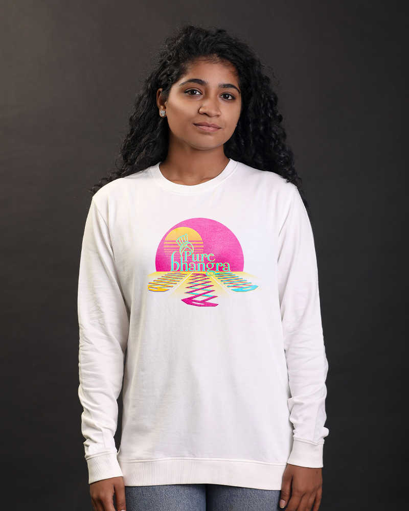 Shikah Sunrise front and back print cotton Casual Sweatshirt - White