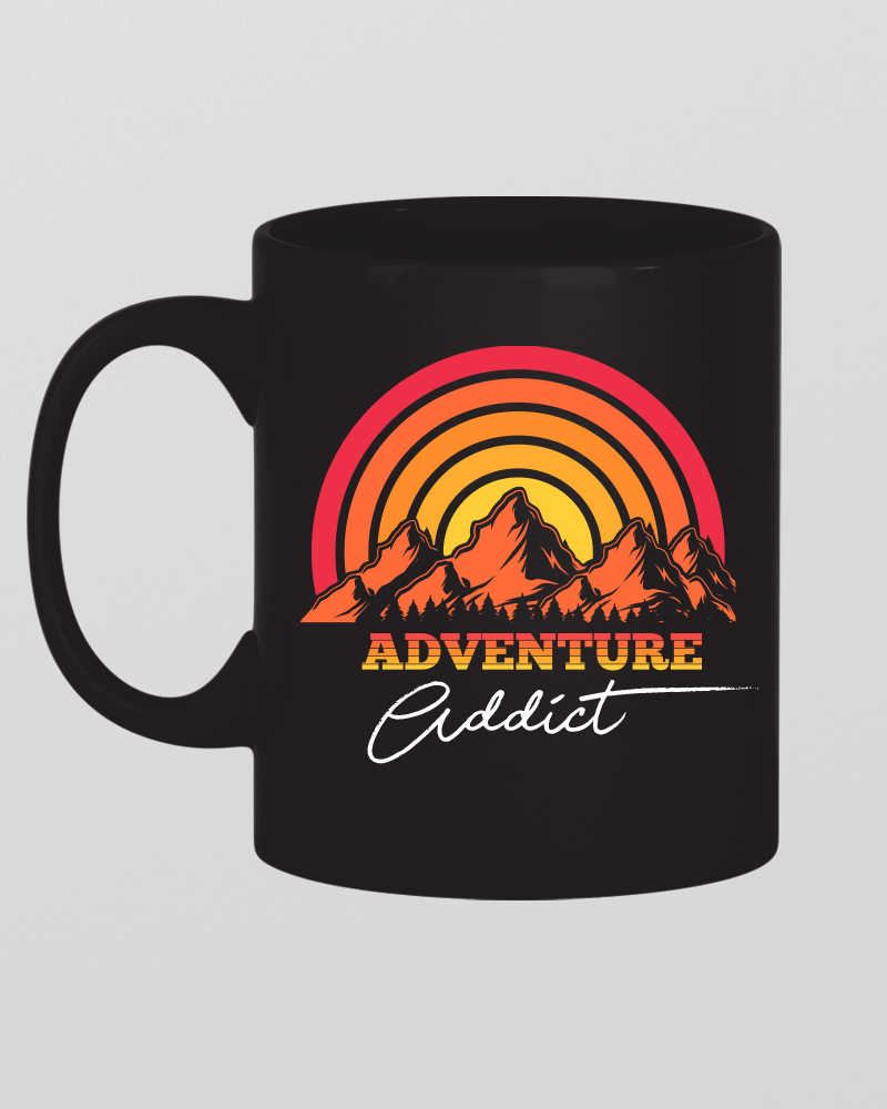 Adventure addict Sunset Mug - Black