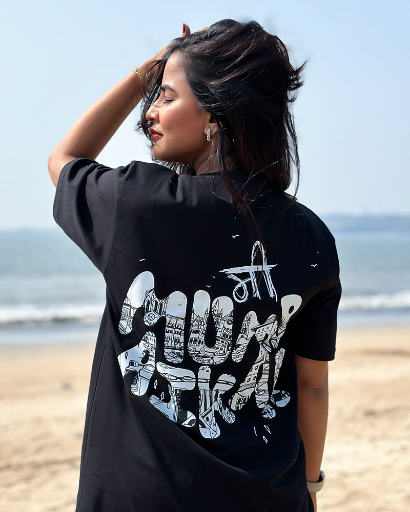 Mi Mumbaikar Black Oversized Tshirt