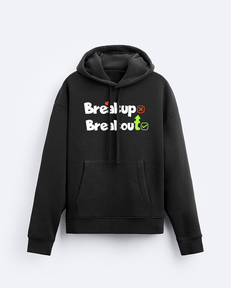 BreakOut and BreakUp Fleeced Kangaroo Pockets Hoodie - Black