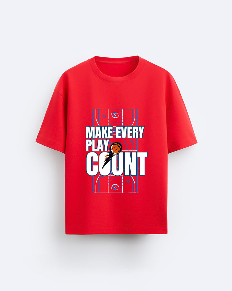 Make Every Play Count Red Oversized T-Shirt 