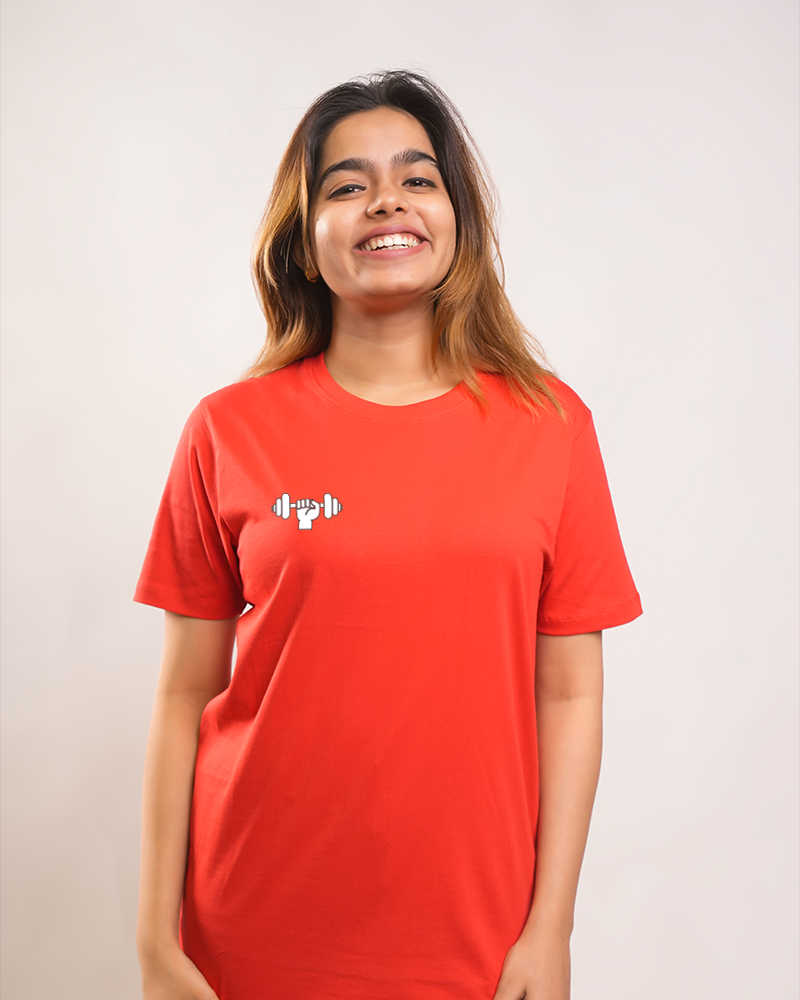 2.5 Kgs Hand (Front & Sleeve) Round neck cotton Tshirt - Red