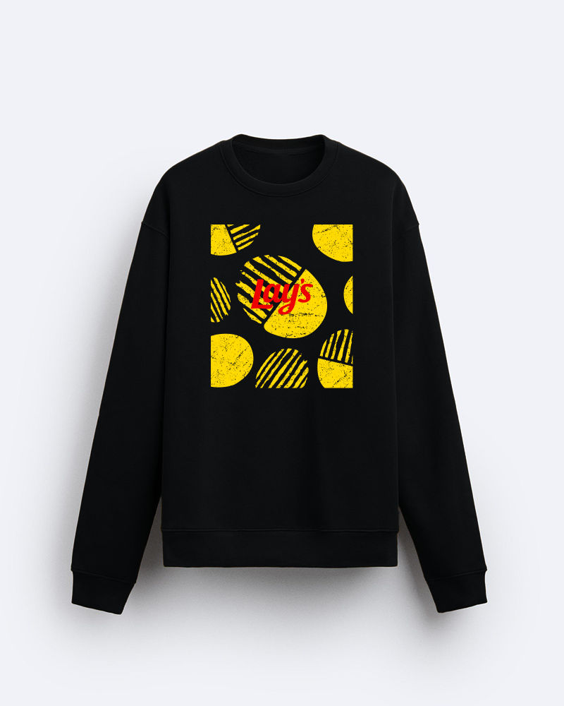 Lays Yellow Chips Black Regular Fit Sweatshirt