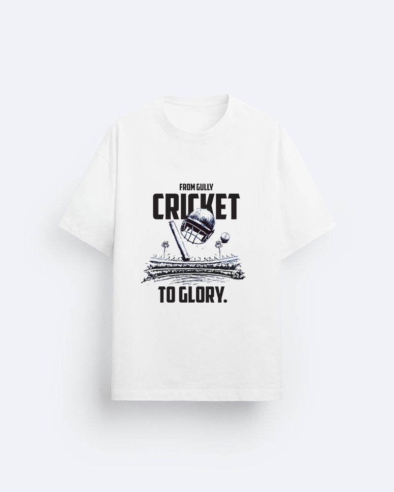 From Gully Cricket To Glory White Oversized T-shirt