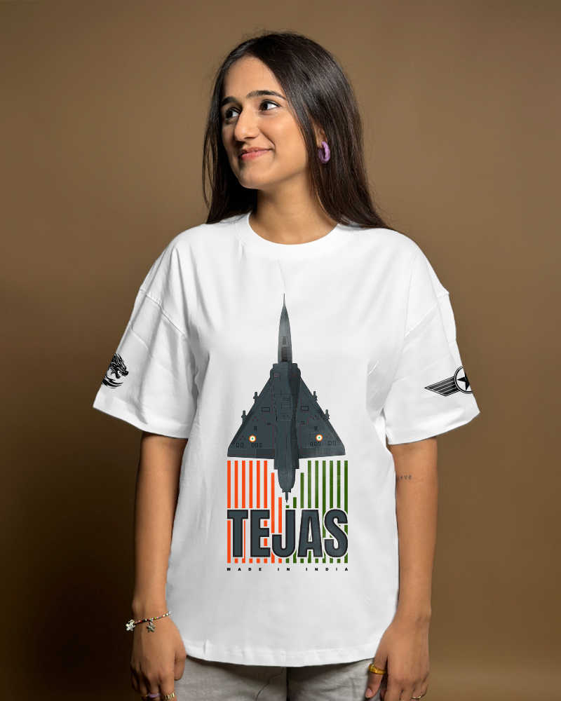 Tejas Flying White Oversized Tshirt