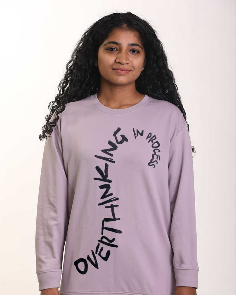 Over Thinking Grape Regular Cotton Sweatshirt