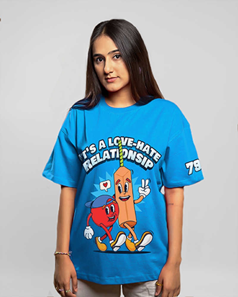 Love hate Relationship Oversized Tshirt - Blue