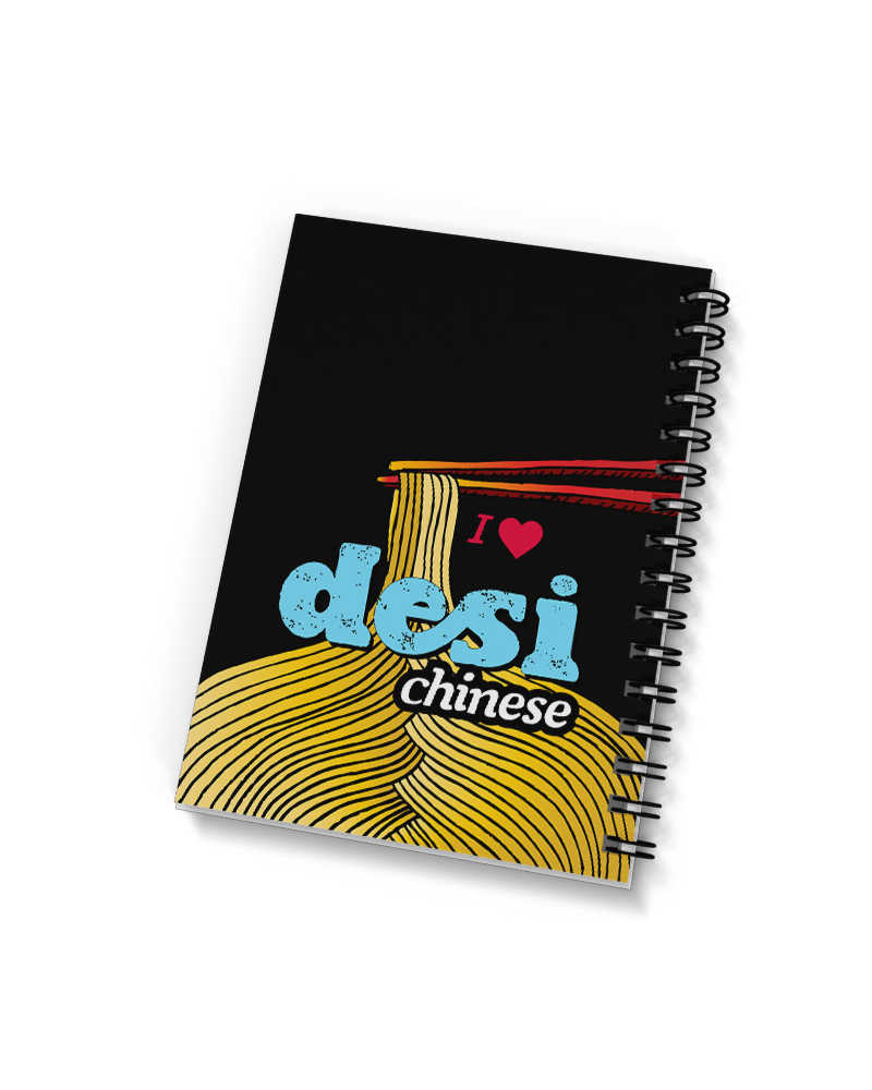I love Desi Chinese Front & Back Graphic Print Spiral Diary - Black