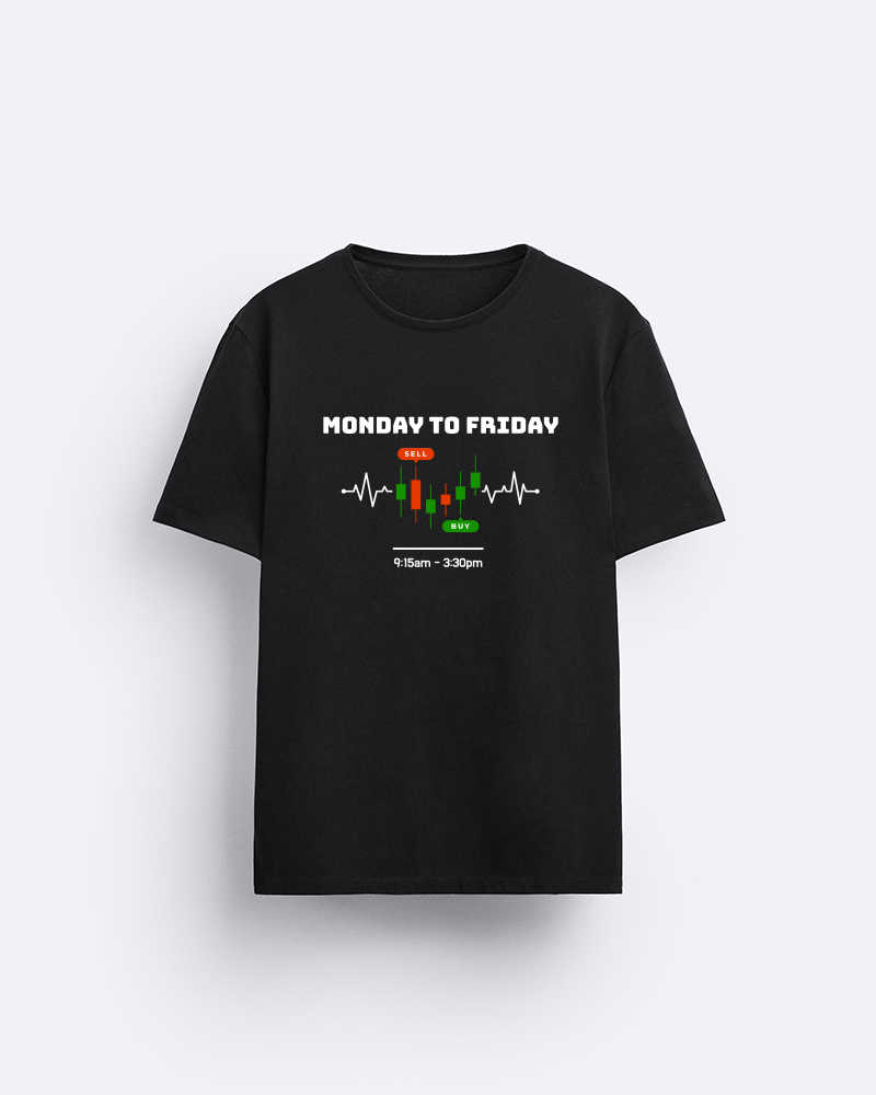 Monday to Friday Candles Round Neck Cotton Tshirt - Black