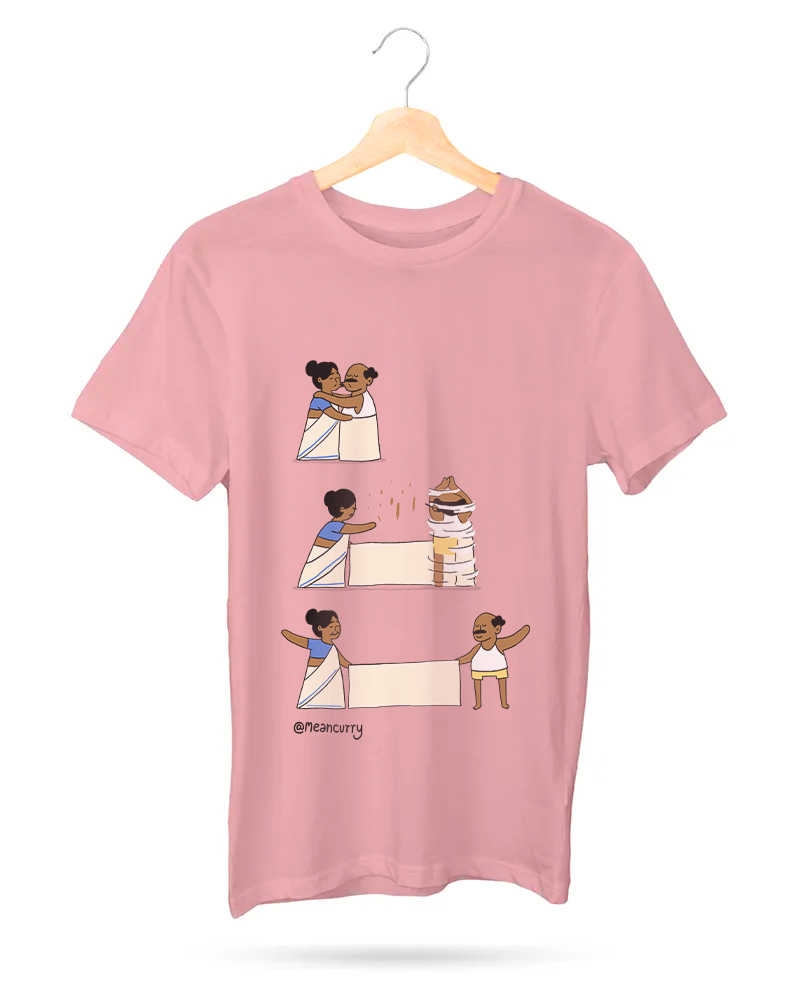 Munda Round neck cotton Tshirt - Baby Pink